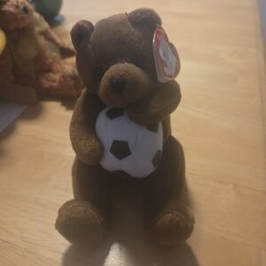 2005 Sweeper Brown Teddy Bear with Soccer Ball